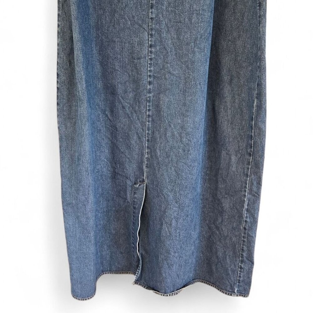 Lands End Womens Regular 12 Blue Denim Tank Dress Tencel Cotton Blend Sleeveless - Picture 5 of 7